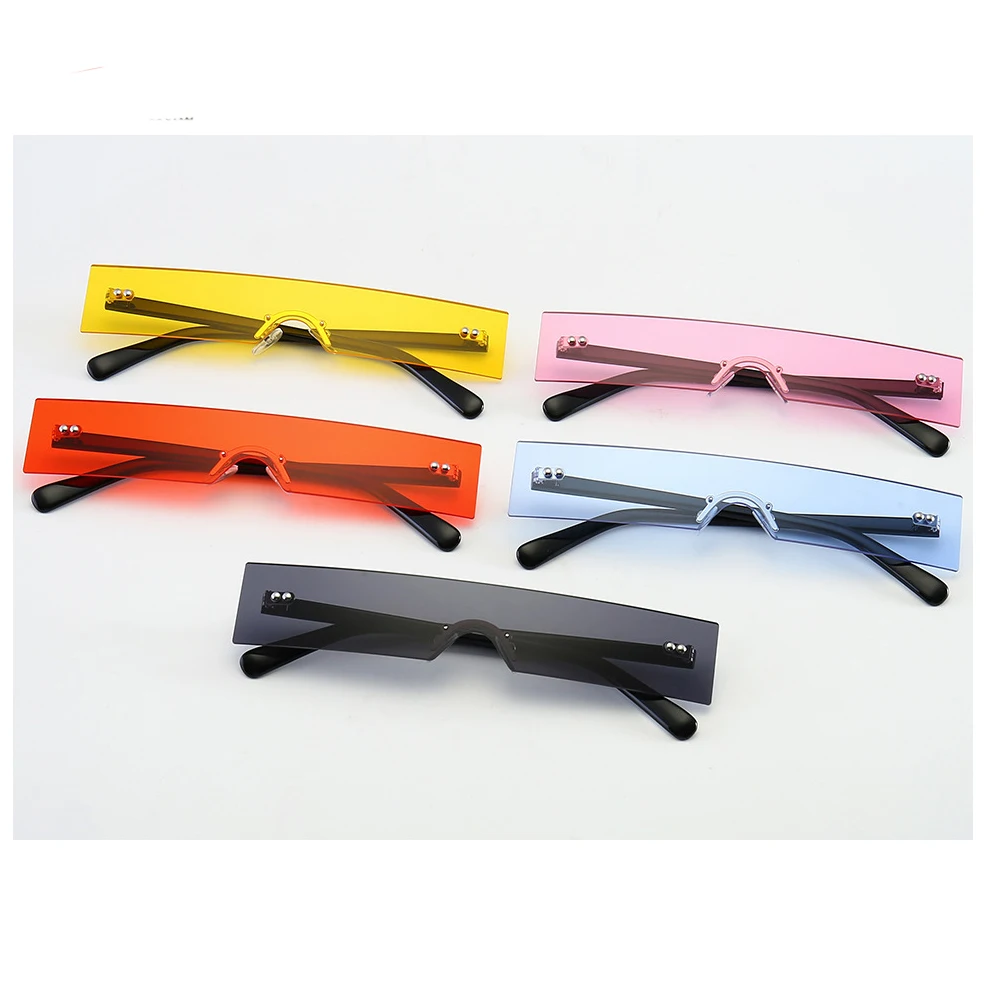 

2020 trendy one-piece lens rimless square shape cool shades sunglasses, 4 colors