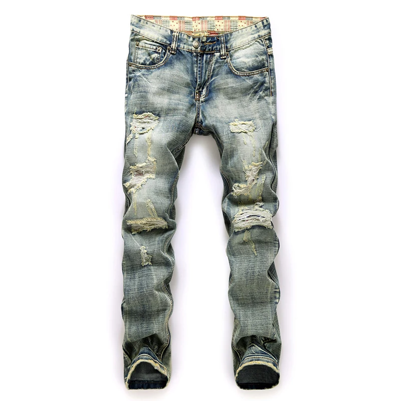 

Hot style men casual custom destroy washed jeans denim pants, Pictue color