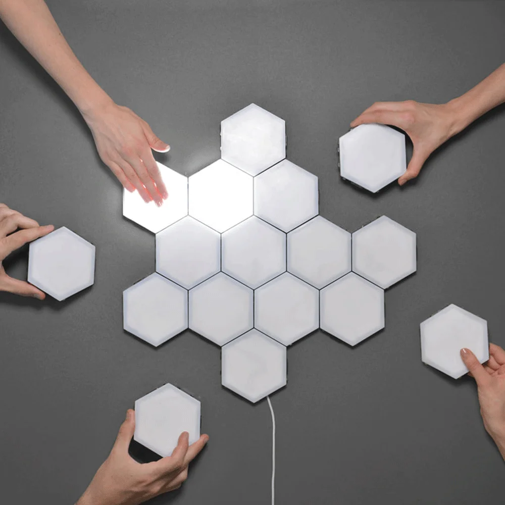 Amazon 6PCS/SET DIY Honeycomb LED Quantum Light Touch Night Lamp Modular Hexagonal Wall lamp