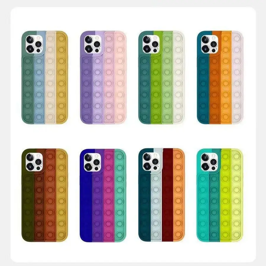 

DHL Free Fashion Rainbow Color Shockproof Silicone Phone Case For iPhone 11 Pro Max Back Cover Reliver Stress Fidget Toys