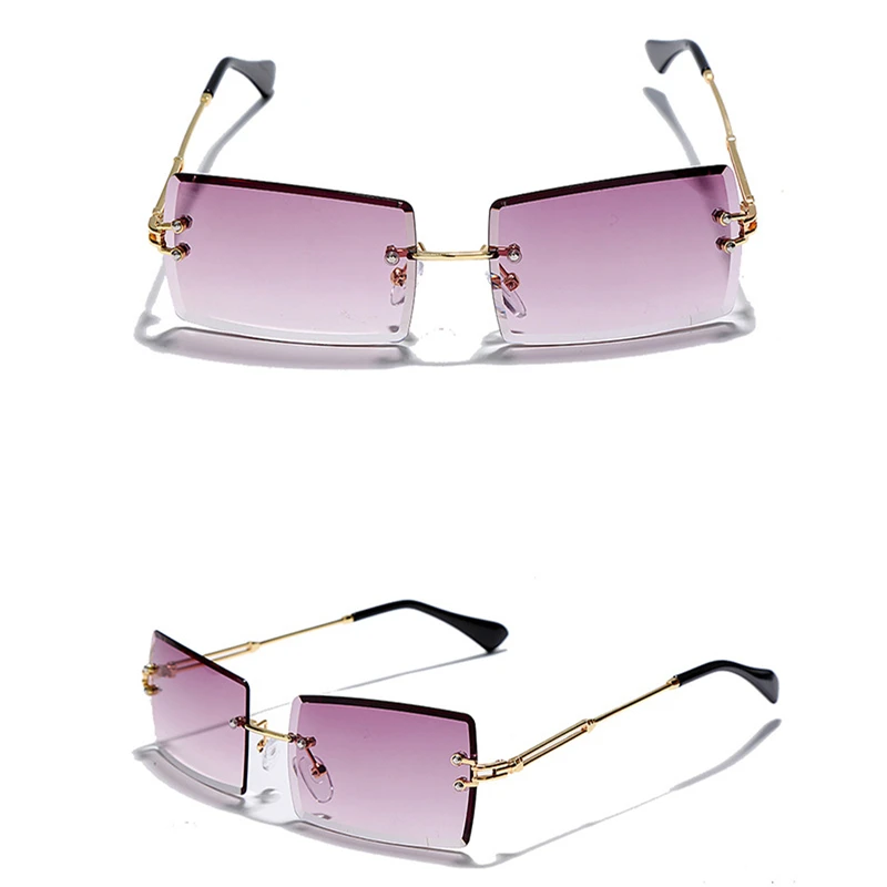 

2021 Fashion Newest Women Rimless Square Frame Gafas De Verano Shade Glass Sun Glasses Sunglasses, Picture shown