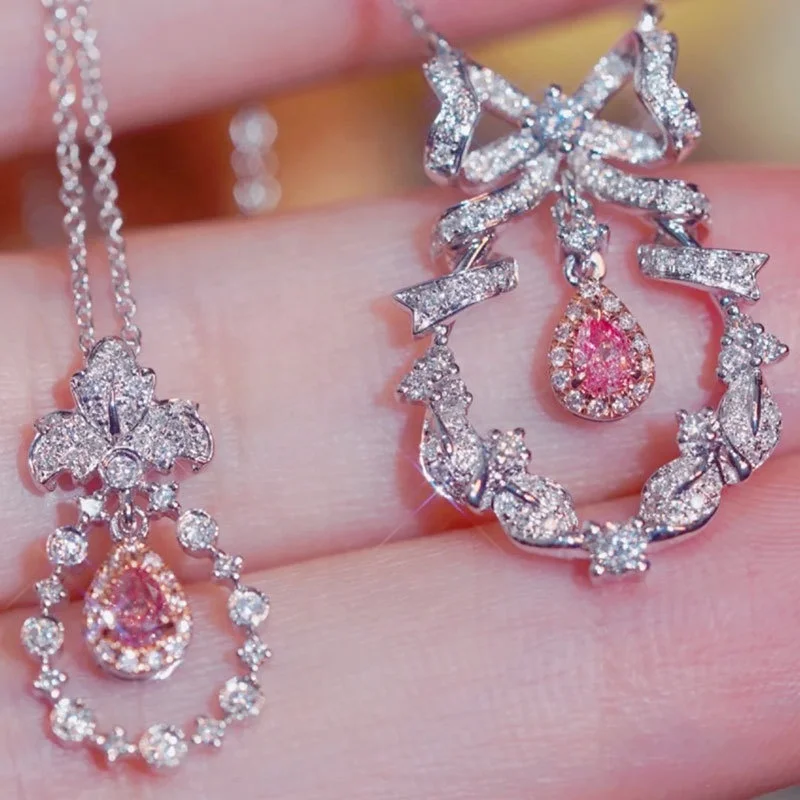 

Luxury Wedding Jewelry & Accessories pendants for women best sell Pink Cubic Zircon Jewelry, Customized color