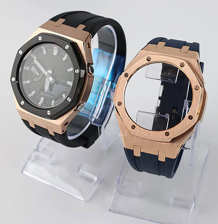

Factory Price Match GA-2100 Silicone Strap Metal watch Case for Gshock ga2100, 23 colors