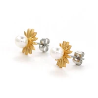 

E-308 Xuping korean small sun flower pearl earring stud set+high quality womens fashion stainless steel stud earring