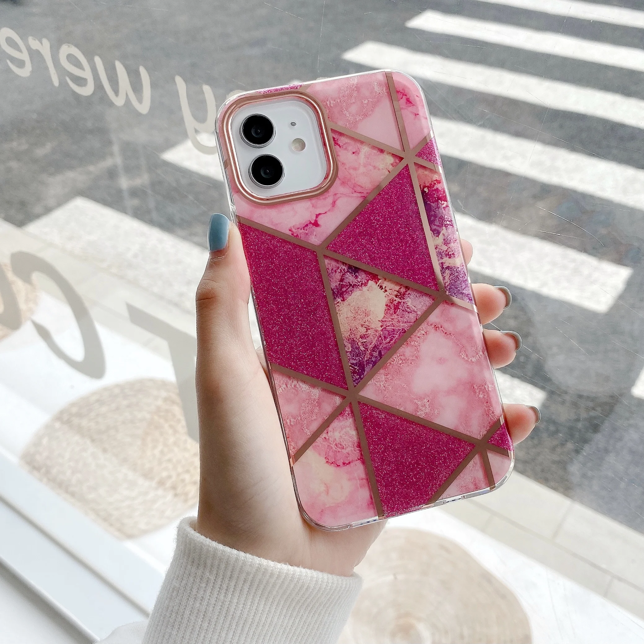 

Electroplating Phone Case for iPhone 12 Mini IMD Marble Case Custom Printed Cell Phone Case for iPhone 12/12 Pro/12 Pro Max