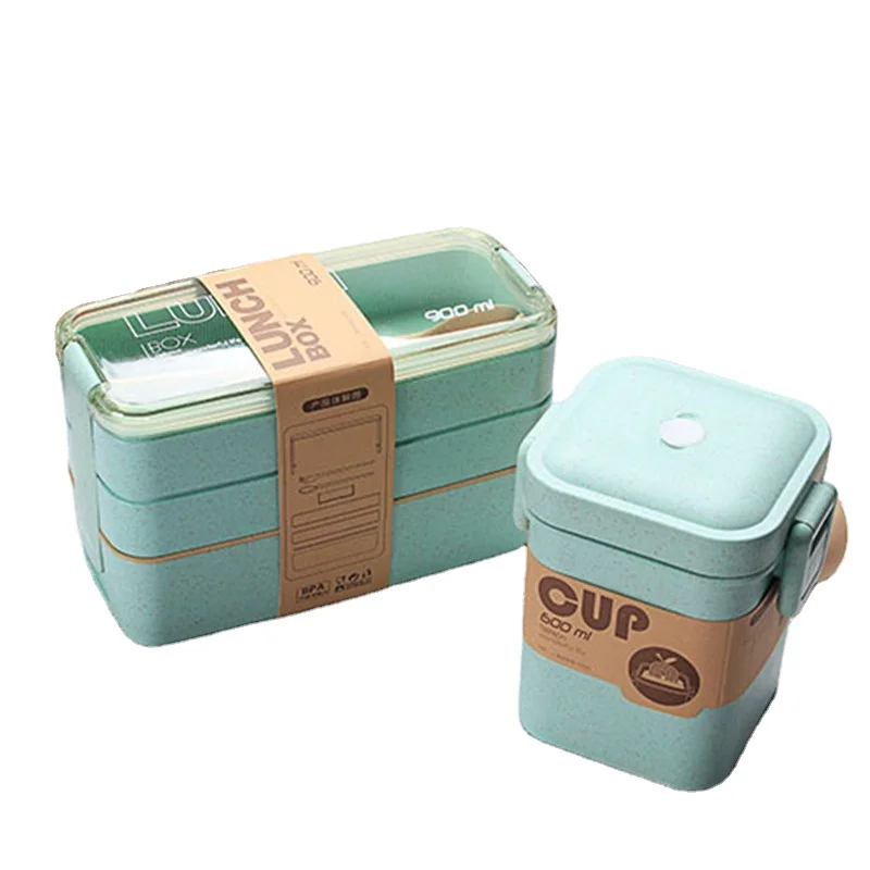 

drop shipping 900ml Healthy Material Lunch Box 3 Layer Wheat Straw Bento Boxes Microwave Dinnerware Food Storage Container Lunchbox