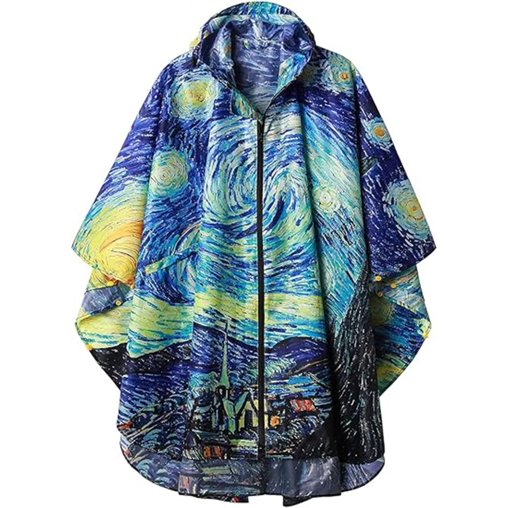 Factory Manufacturer Custom Print Unisex Waterproof Rain Poncho Raincoat Hooded for Adults Men Women with Pockets
