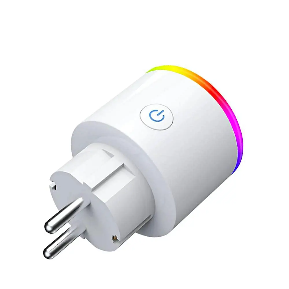 
Amazon alexa best selling smart plug wifi eu 16A 220V plug wifi standard mini outlet RGB led light wifi plug for home 