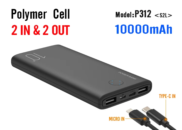 PUJIMAX high capacity Ultra Slim power bank 10000mAh ABS portable charging station - ANKUX.COM