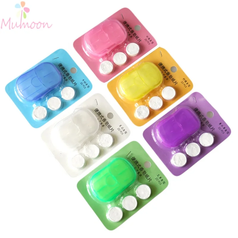 

Wholesale 20pcs travel outdoor compact container disposable portable bath paper soap, Green