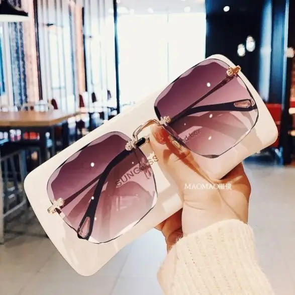 

Luxury sunglasses square fasion Women's Fashionable rimless women sunglasses 2022, Custom colors