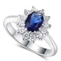 

Adjustable Blue Red Zircon Wedding Rings for women Silver color Crystals Rings female