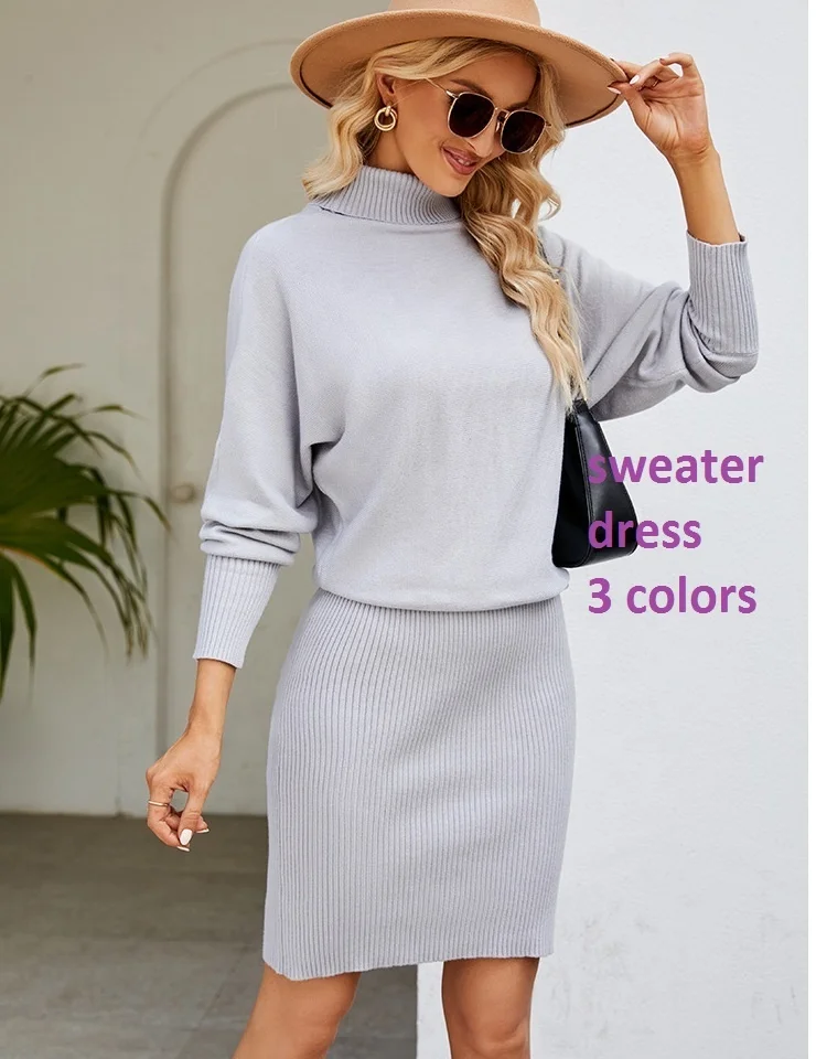 

Knitwear Manufacturers Turtleneck Sweater Dress Women Clothing Fall 2023 Winter Lady Elegant Women'S Sweaters Dresses