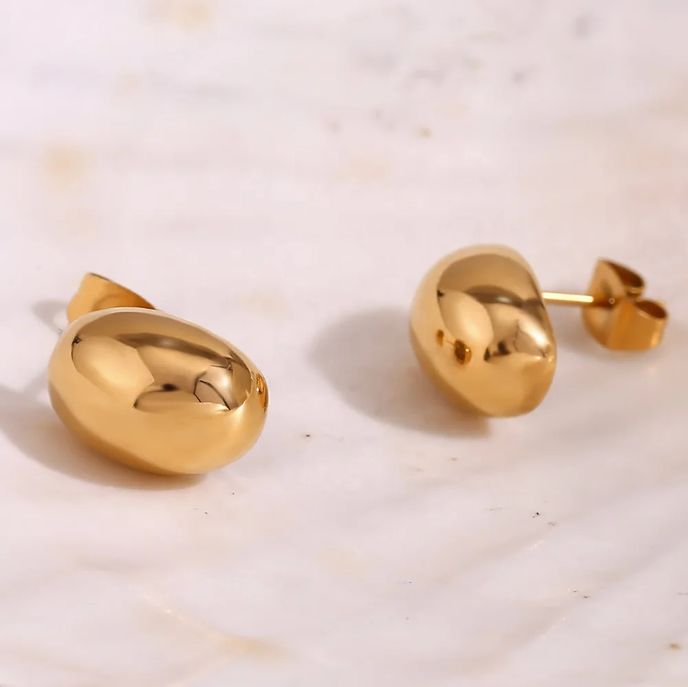 

New Design Minimalist Jewelry Hollow Bead Stud Earrings For Women Stainless Steel Titanium Jewelry