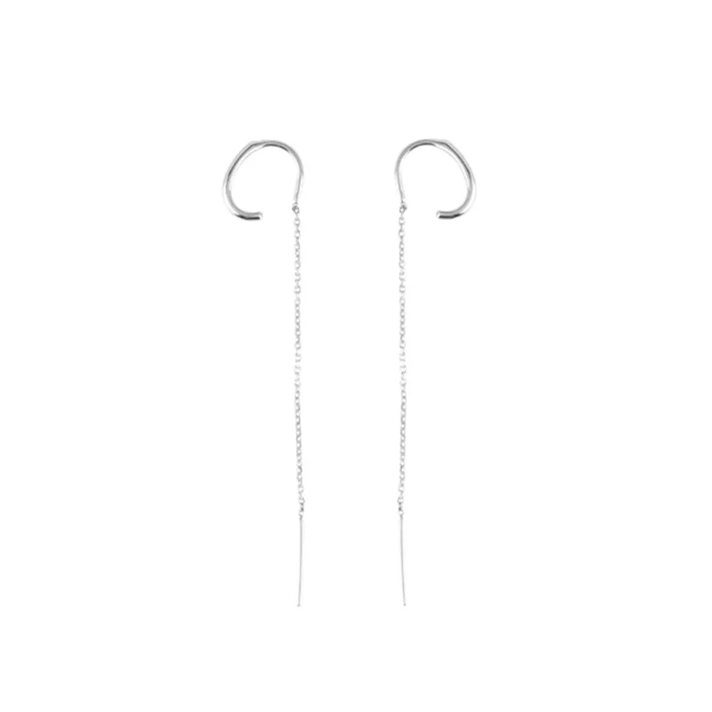 

Fashion Minimalist Pure Silver Ear Clip Earring Tassel Earrings