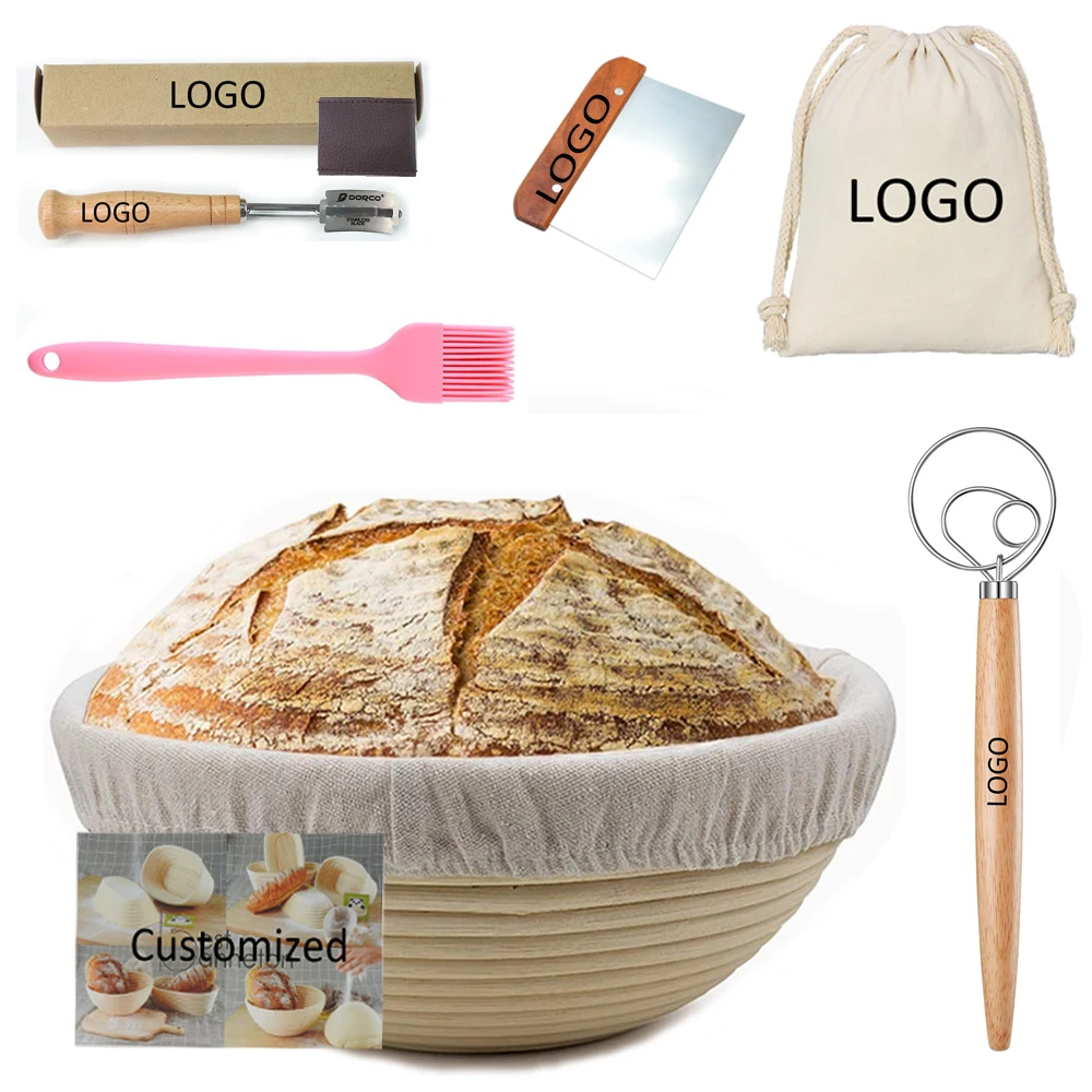 

Wholesale European Bread Cookware Sets Baking Tools Bread Proofing Bowl Nature Rattan Basket Sets