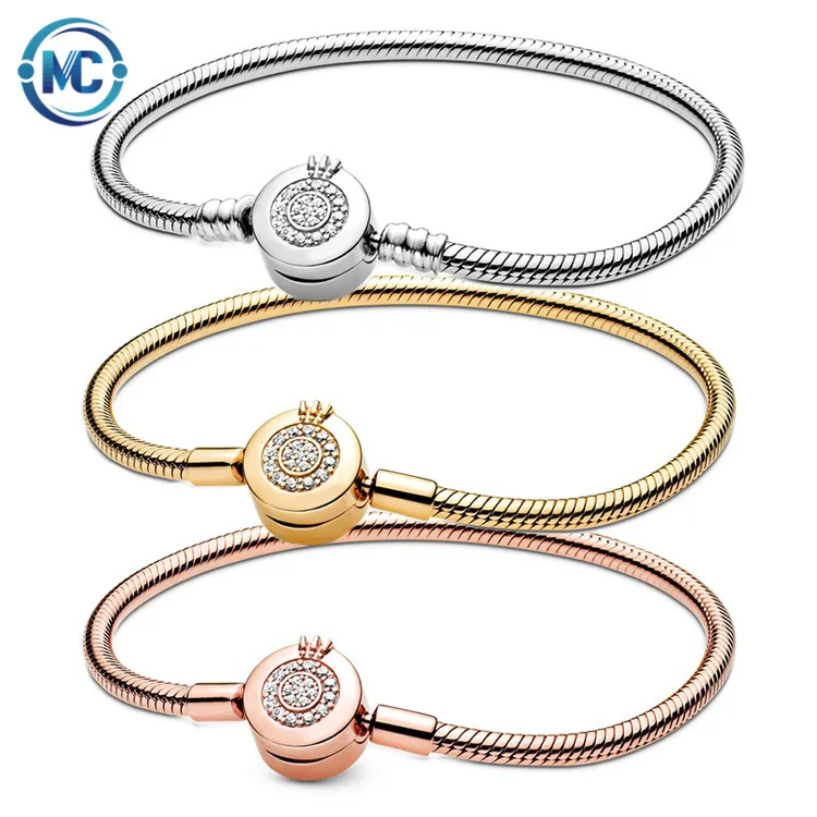 

S925 Silver Charm Bracelet snake bone chain European fashion, Colors