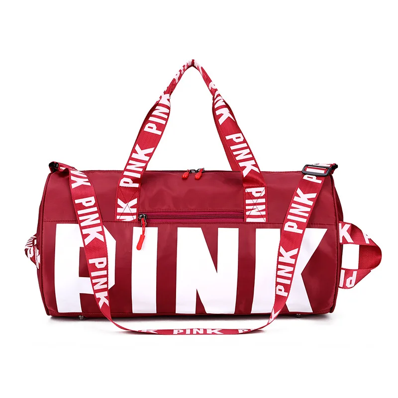 

Fashion women pink overnight bag leisure outdoor sport gym yoga bag for mens fitness foldable travel duffel bag customized