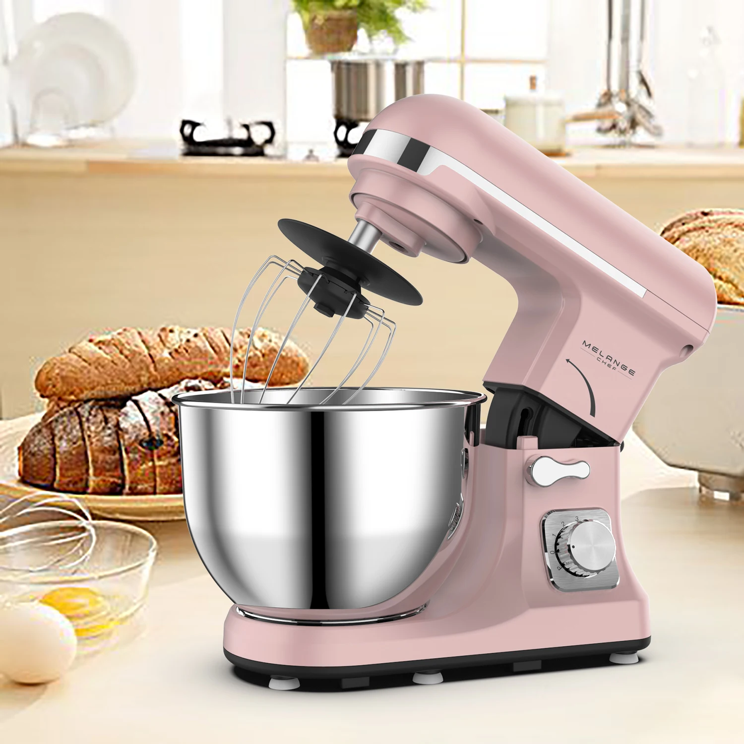 1000W planetary compact stand mixer with rotating bowl