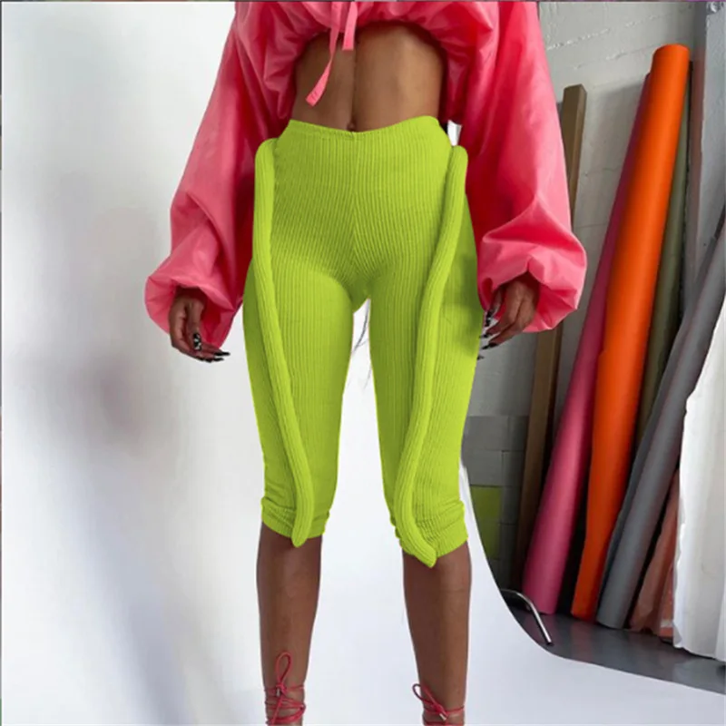 

Popular Special Design Solid Color Seven Point Slim Fit High Waist Fall 2021 Women Pants