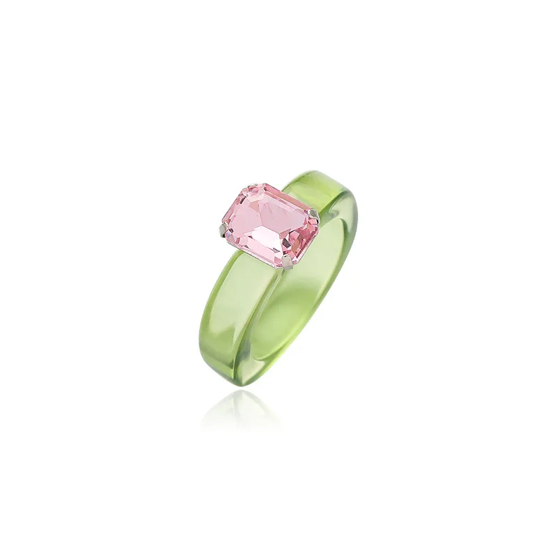 

Neon Acrylic Candy Rhinestone Ring Chunky Transparent Resin Crystal Ring