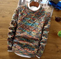 

2019 new fashion men's casual slim long-sleeved winter thick sweater