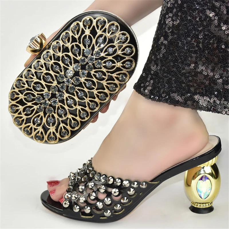 

New Fashion Shoes and Bag for Party Wedding Italian Shoes and Bags To Match Ladies Shoes and Sandals African Shoes and Bag Set, Gold,red,silver,black,purple