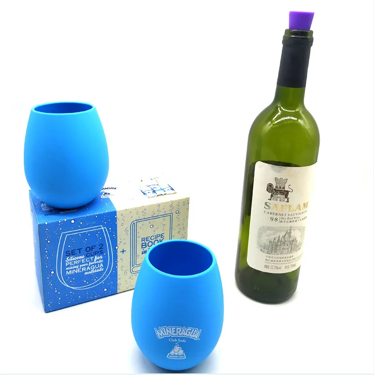 outdoor camping collapsible Unbreakable Silicone Wine Glasses - 14 Ounce Stemless Shatterproof Wine Squishy Cups