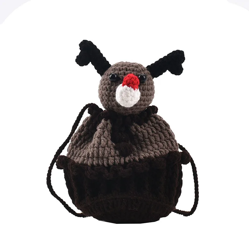 

Winter New Woolen Yarn Cute Christmas Tree Santa Deer Handwoven Accessories Crochet Coin Purse