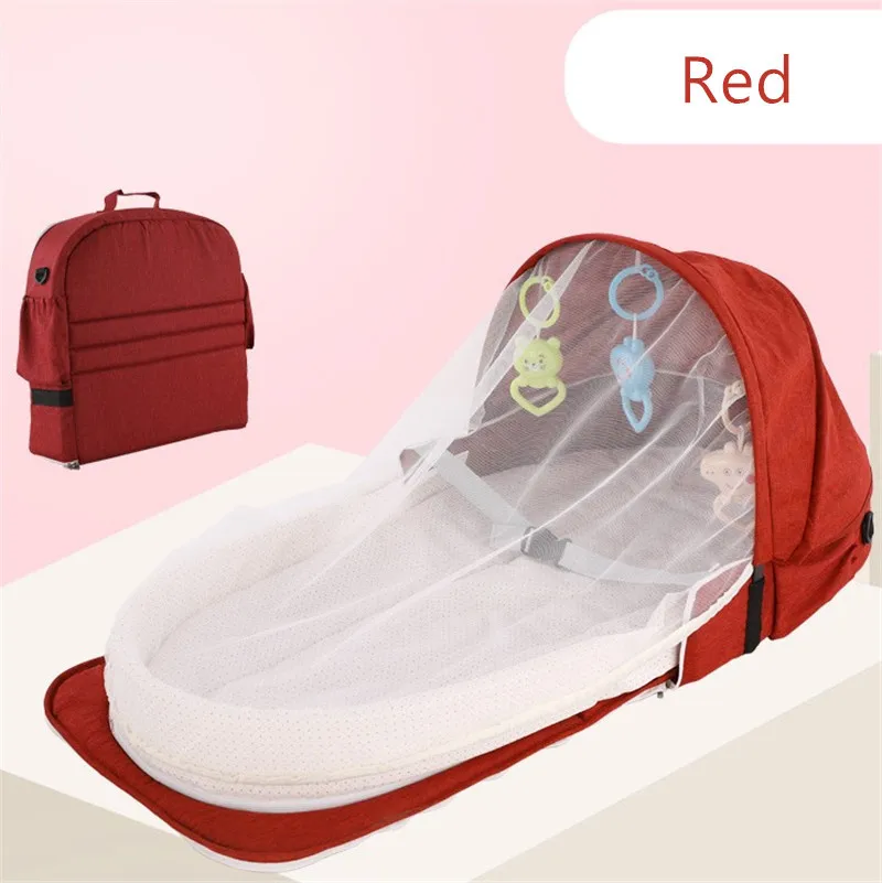 

Baby Travel Portable Mobile Crib Baby Nest Cot Newborn Multi-function Folding Bed Child Foldable Chair With Toys Mosquito Net, Customized color