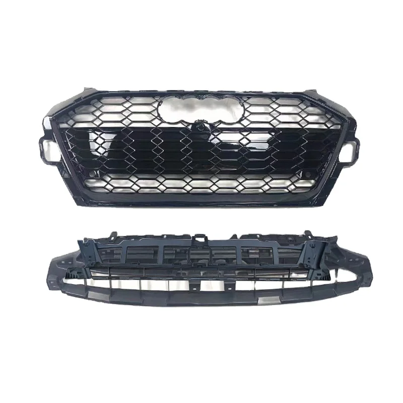 

Free shipping RS4 honeycomb grille for Audi S4 B9.5 A4L front grill change to RS4 style black chrome 2020 2021 2022 2023
