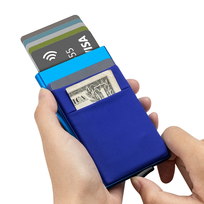 

Custom Leather Card Holder Rfid Blocking Card Holder Wallet For Phone, Black, rose gold, blue