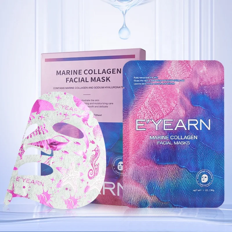 

In Stock Marine Collagen Sheet Mask Preservative Free Natural Hypoallergenic Anti Aging Firming Beauty Skin Care Facial Mask