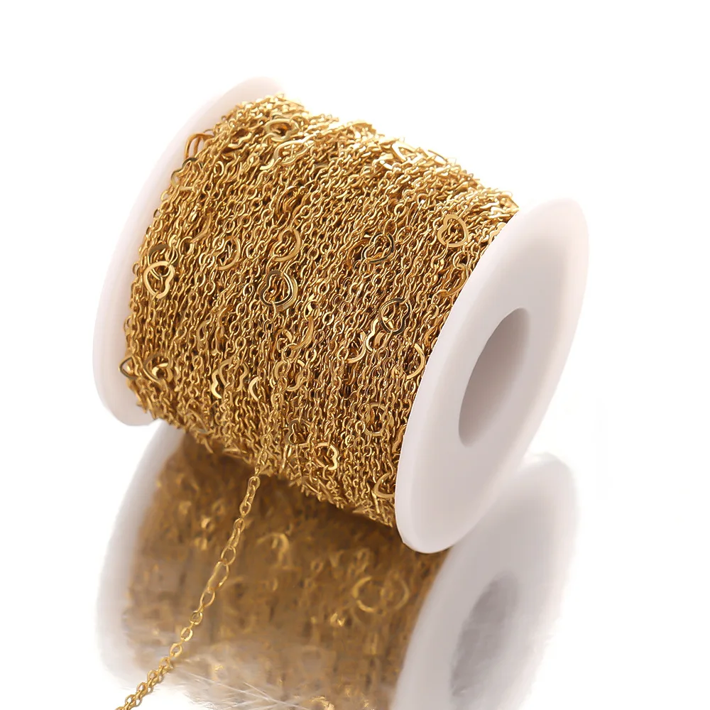 

Meter Price Jewelry Making Women Men stainless steel heart gold chain for women necklace bracelet diy jewelry in bulk