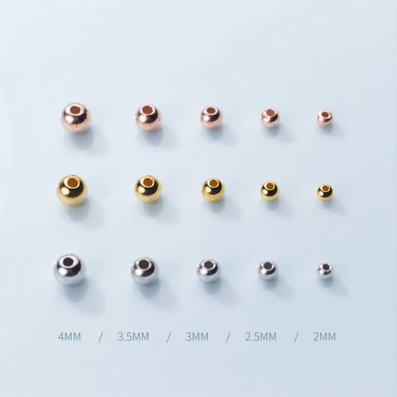 

wholesale jewelry accessories findings S925 sterling silver ball septum beads gold plated beads for jewellery making,2 mm-6 mm, 18k white gold,yellow gold,rose gold