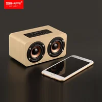 

SIAKI Dropshipping Dual-horn Wooden Wireless Portable Speaker With Bass Music Sound Intelligent Calls Handsfree TF Card Aux Mode