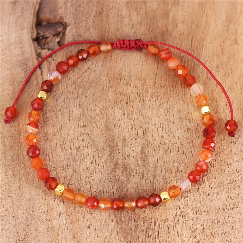 

popular jewelry High End Natural Stone 4mm Red Agate Beads Dainty Bracelet Boho Tibetan Adjustable Bracelet Women Jewelry Wholesale Dropship