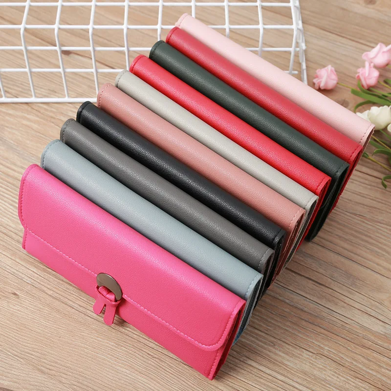 

Long New Lady Purse Fashion Keychain Metal Hasp Clutch Large Capacity Card Holder Fashion Mobile Phone Wallet