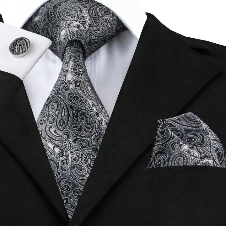 

Custom Design Jacquard Woven 100% Silk Mens Black Tie for Suits