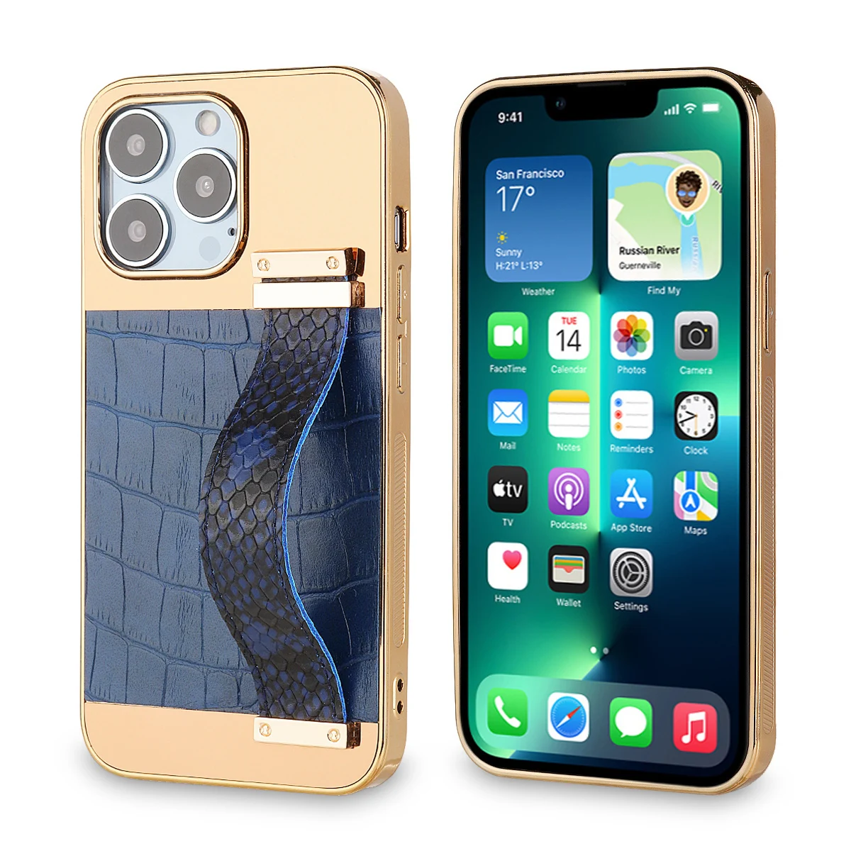 

new design stainless steel spliced pu leather phone back cover case with wrist strap luxury phone case for iphone 13 pro max
