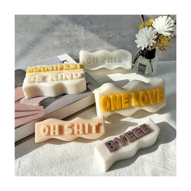 

Diy Aromatherapy Wave Shape Letter Creative Candle Mold Unique Rectangle Vulgar Language Letter Candle Silicone Mould, Transparent