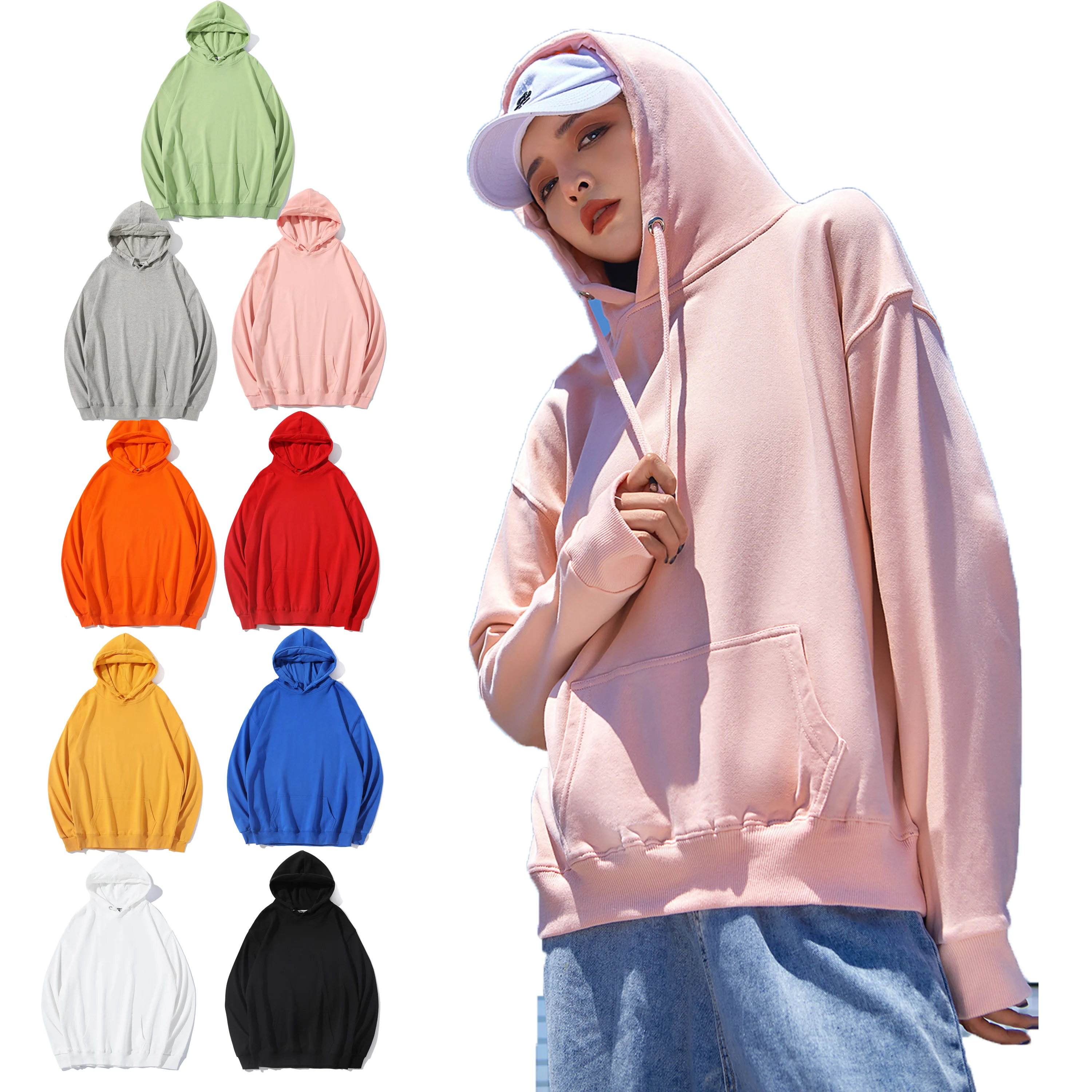 

Hoody Wholesale OEM Plain Anime Tie Dye Organic Cotton Hoodie Unisex Hoodies, Solid color
