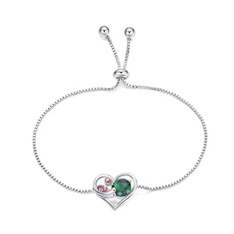 

Emerald Women's Diamond Bracelet Hollow Love Classic Bracelet Creative Adjustable Pull Bracelet, Picture