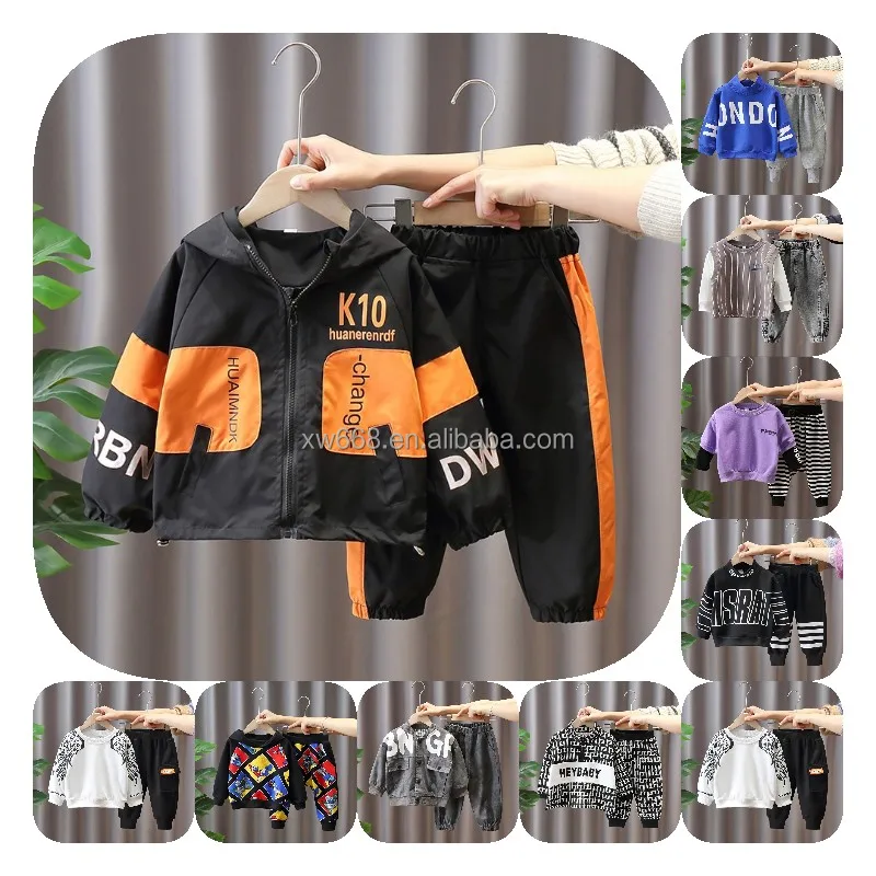 

Boys fall suit Children zip up hoodie jacket suit spring and autumn 2021 new baby fashionable two piece clothing suit