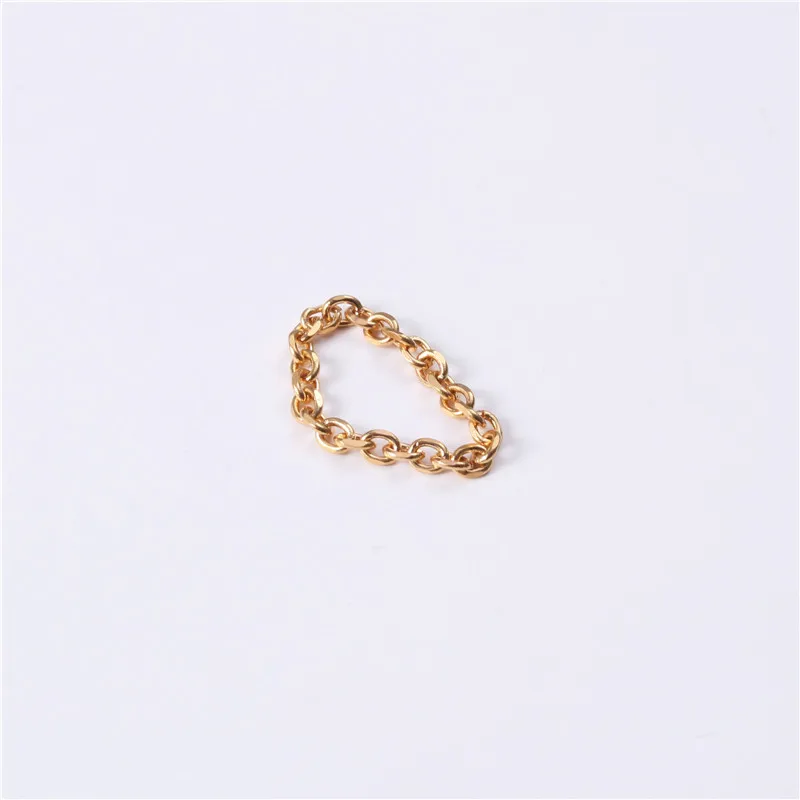 High End 18K Plain Gold Simple Chain Finger Rings Stainless Steel Trendy  Gold Plated Jewelry