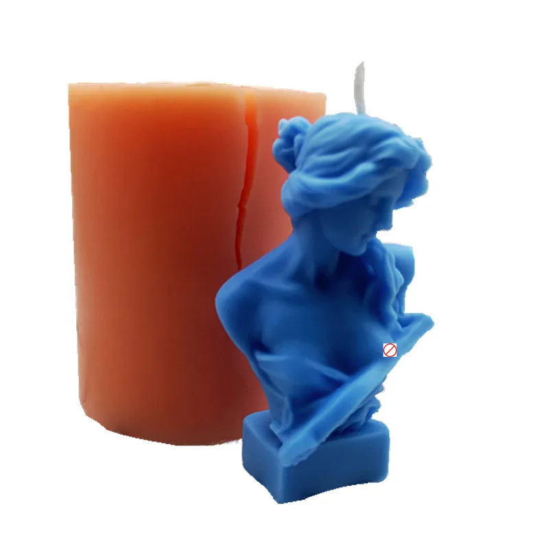 

Wholesale mythological figure Lyre Goddess 3D DIY silicone candle mold for candle making