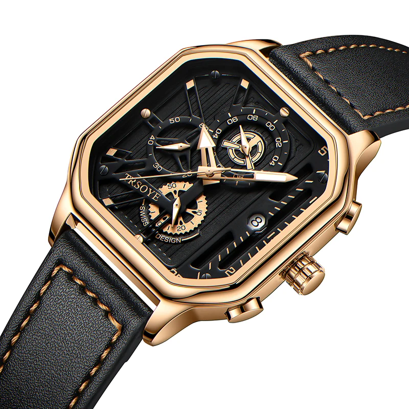 

Men's Square Quartz Watch High-grade Leather Strap Wrist Watch Support OEM Service and One Piece Shipped Men's Business watch