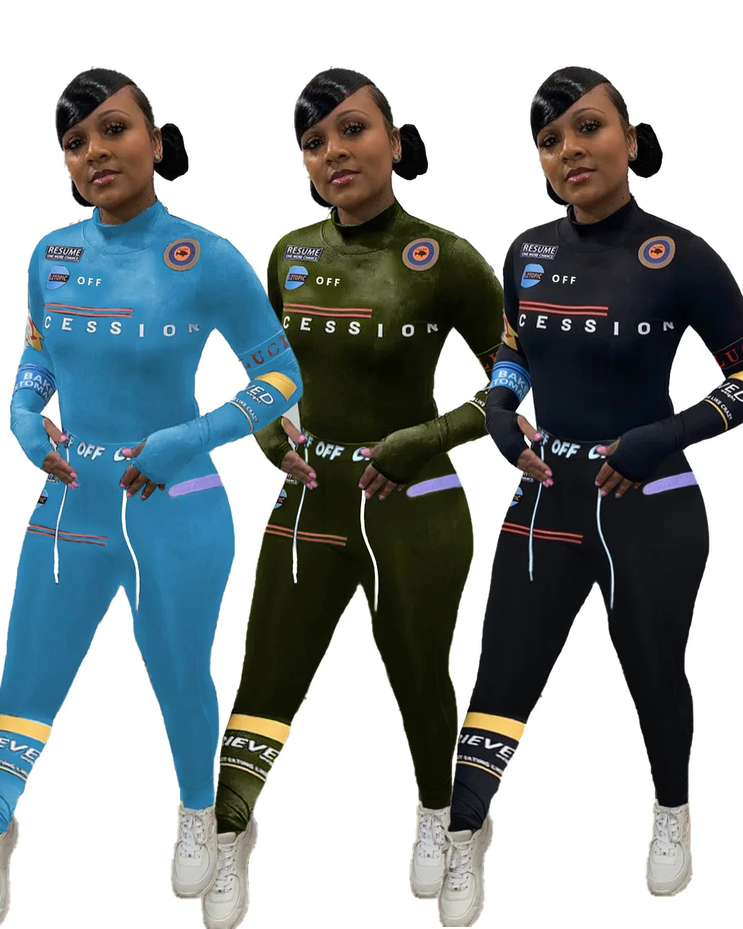 

Plus XXXL Two Piece Sets Outfits Printed Letter Tracksuit Women's Sweatsuit Sportwear Yoga running Clothes 2020 Fall Popular, Customized color