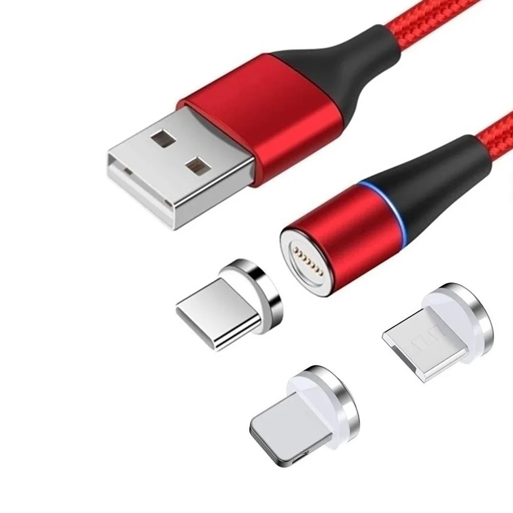 

2021 New Design Nylon Shield Blue LED Light 3 in 1 Multi-Head Data Cable