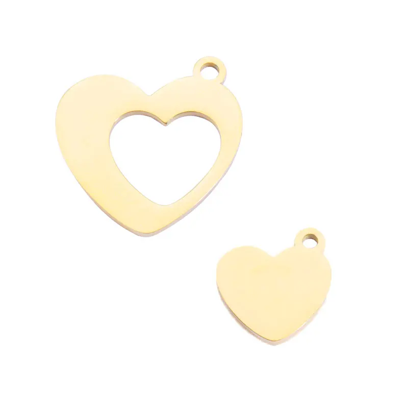 

Mirror Polish Stainless Steel Gold Plated Fashion Couple Cute Heart Jewelry Charms